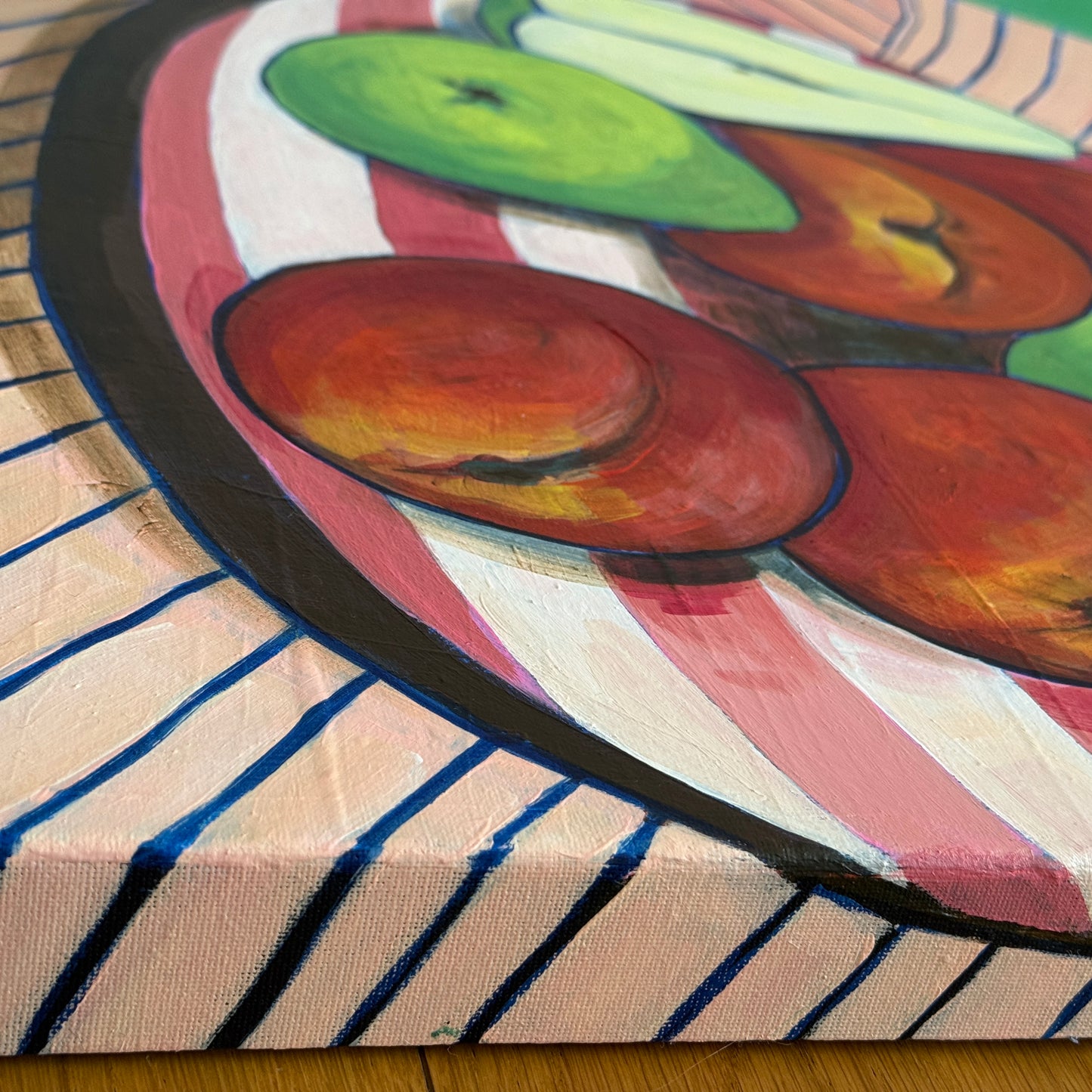 Peach and pear picnic with stripes