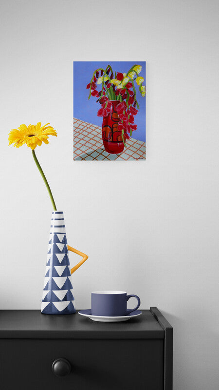 Vintage vase with gladiolus