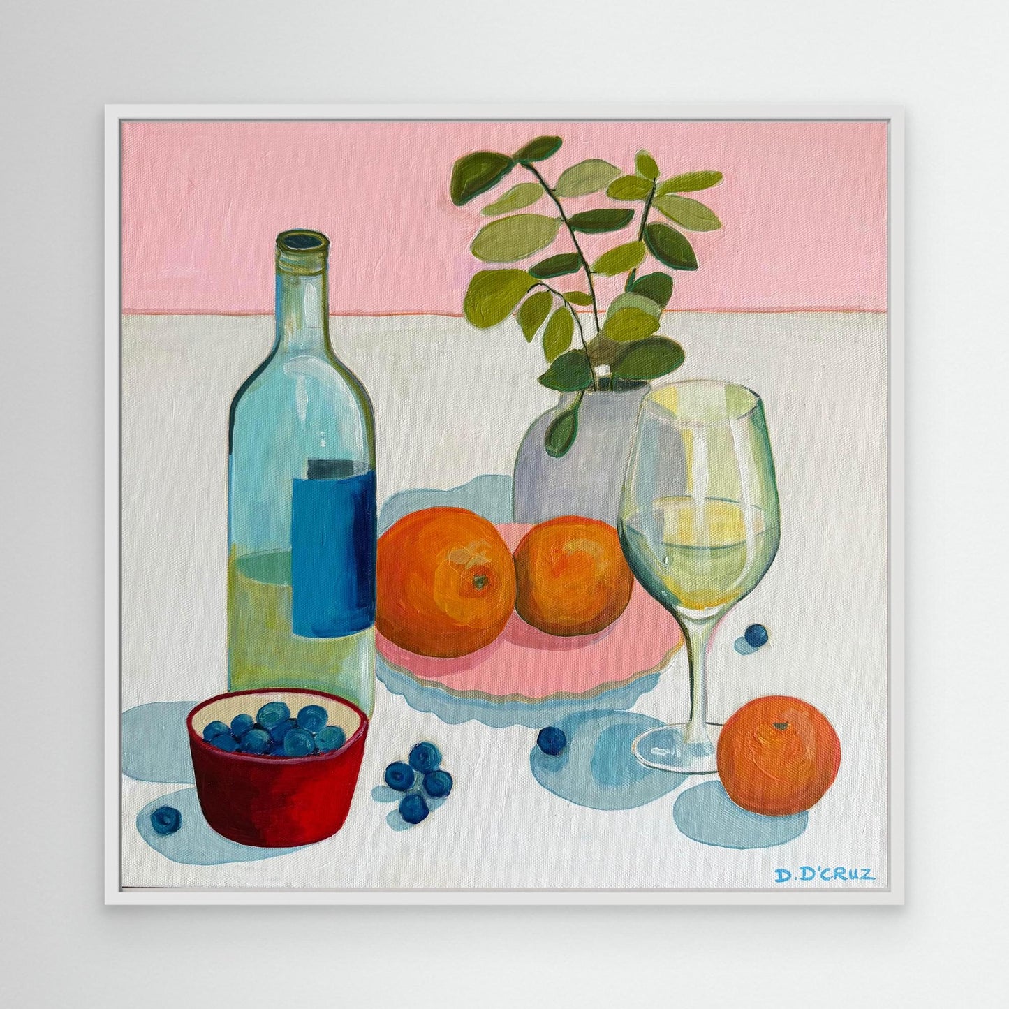 Citrus and wine with pastel hues print on canvas 