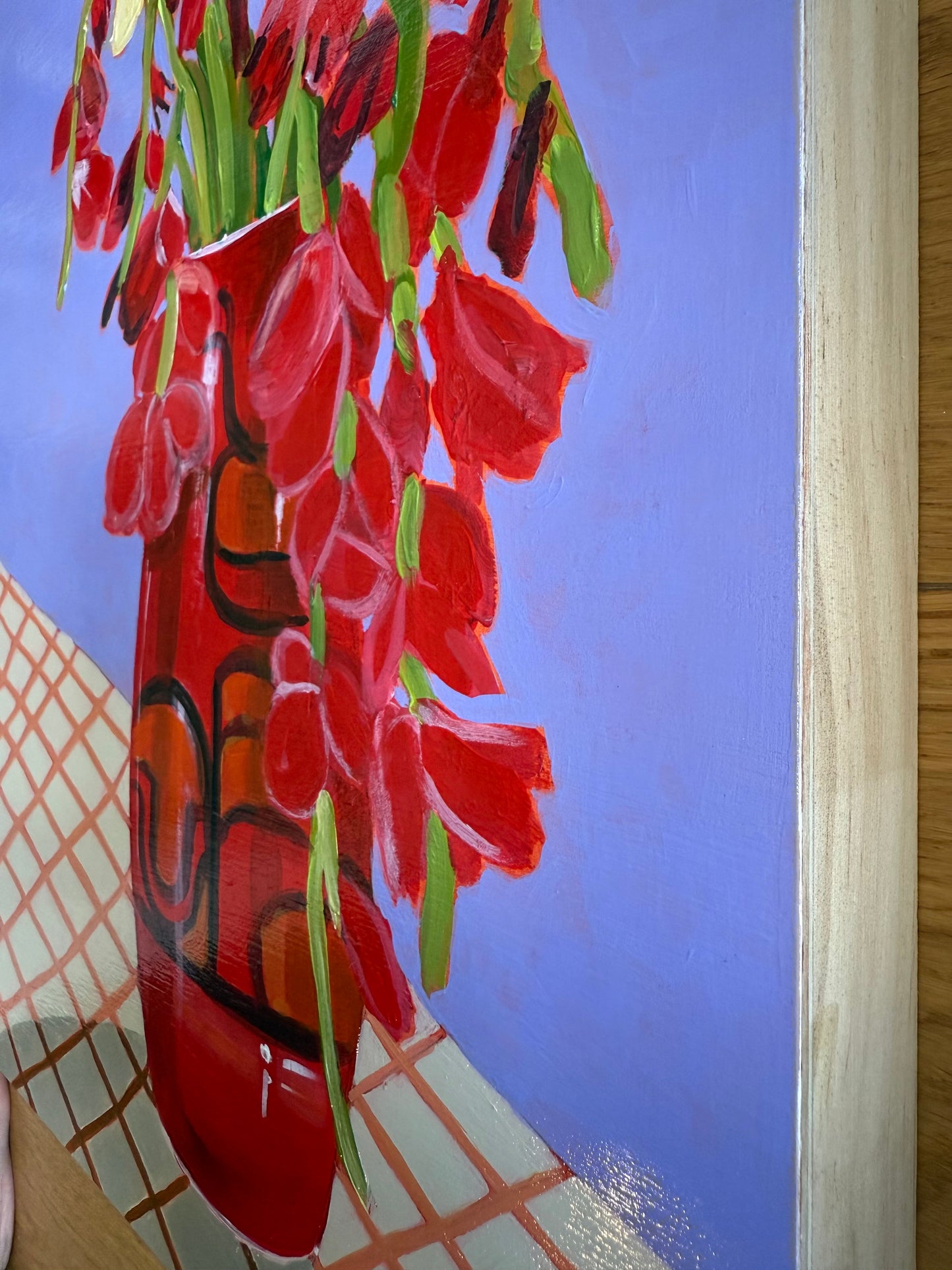 Vintage vase with gladiolus