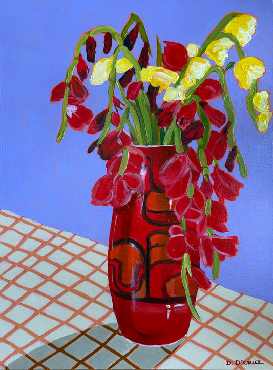 Vintage vase with gladiolus