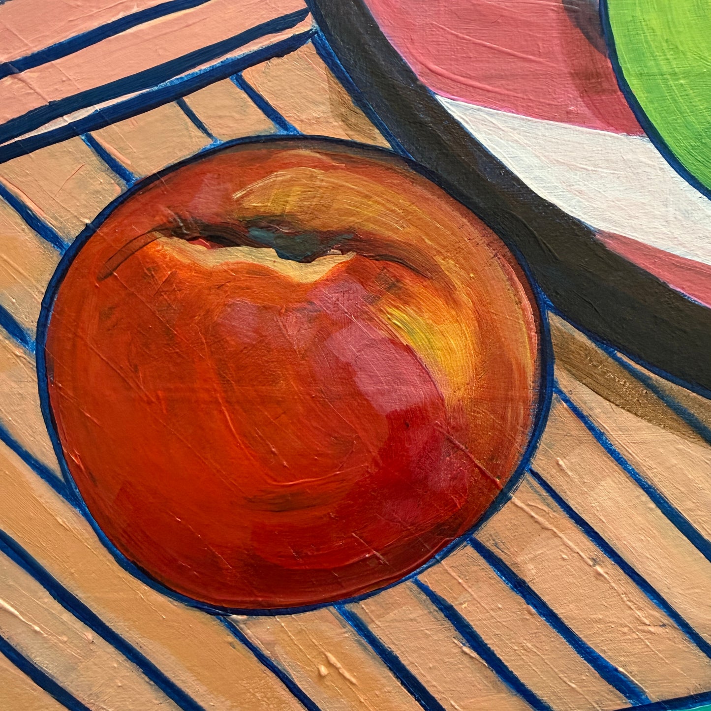 Peach and pear picnic with stripes