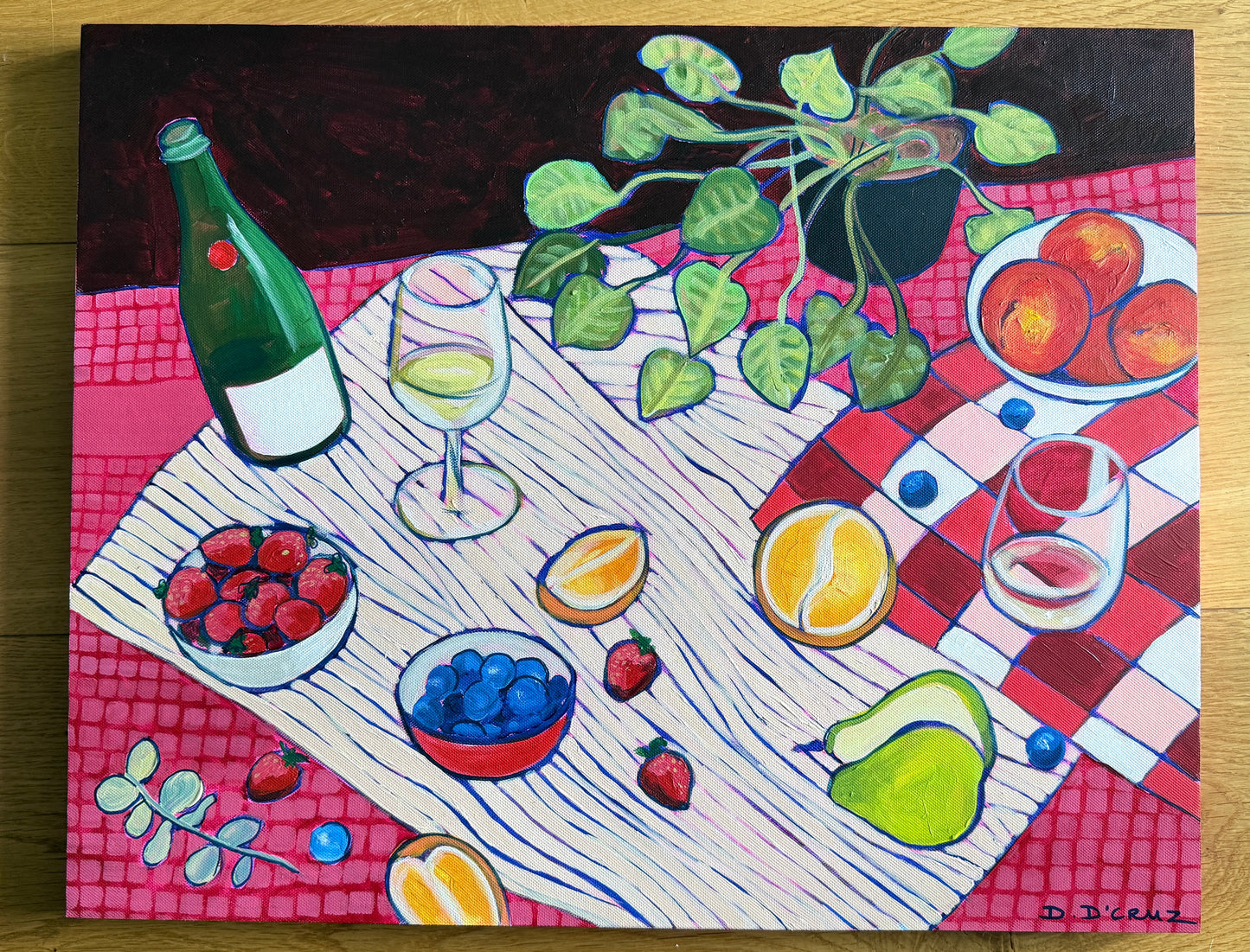 Sunset picnic landscape.