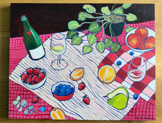 Sunset picnic landscape.