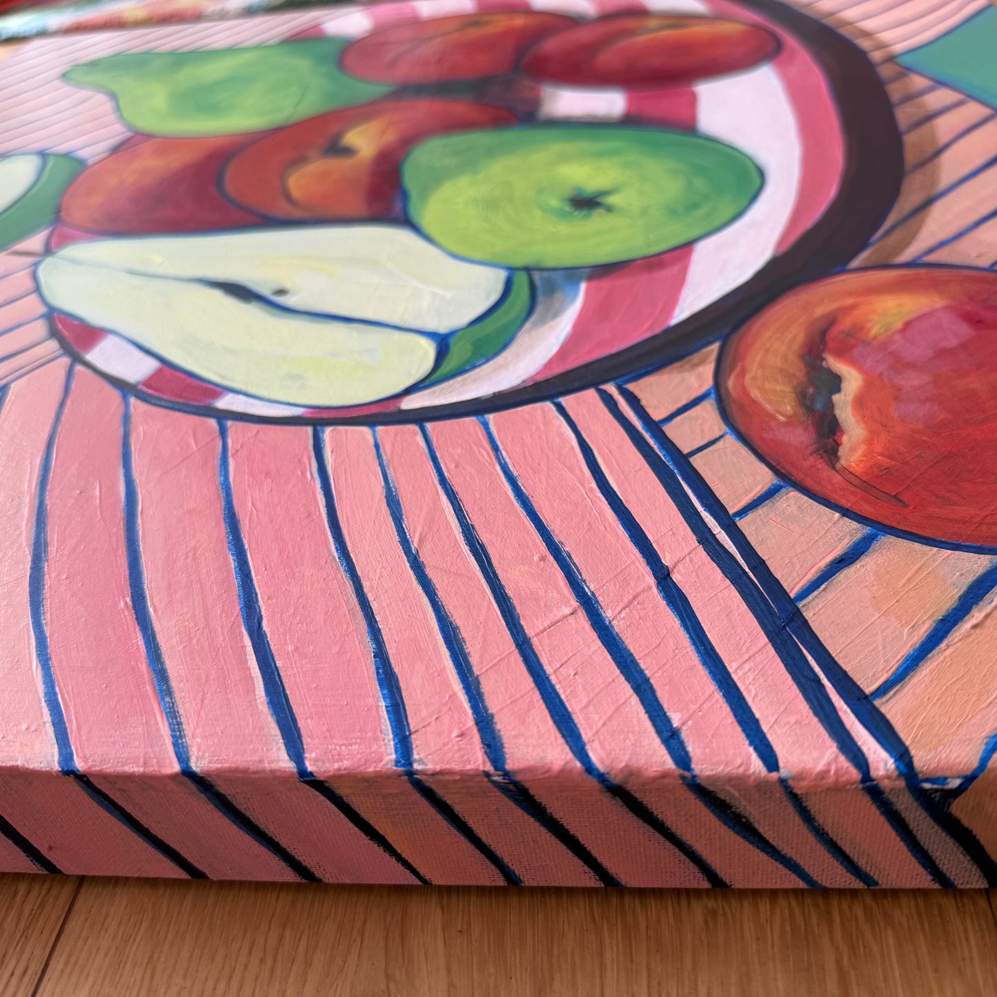 Peach and pear picnic with stripes