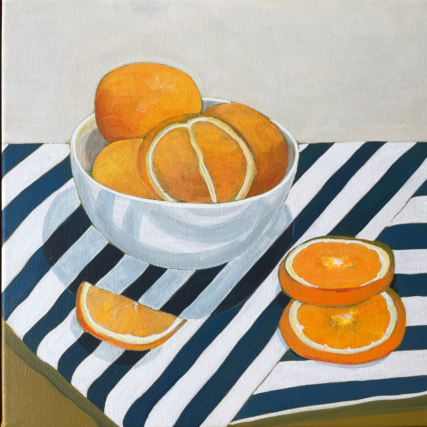 Orange bowl with blue cloth - Sold