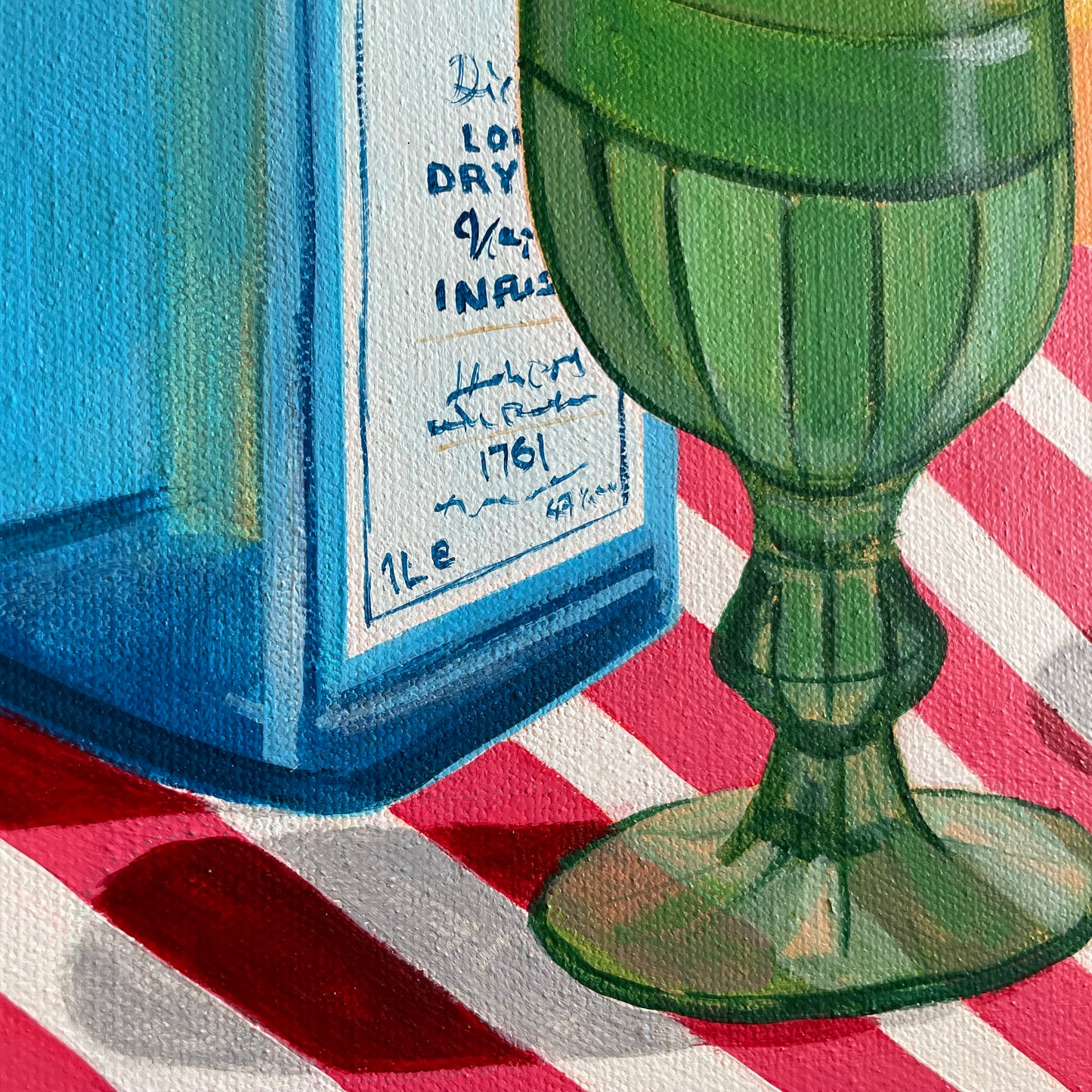 Green goblet with gin