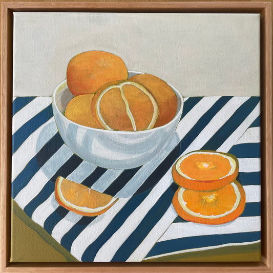 Orange bowl with blue cloth - Sold