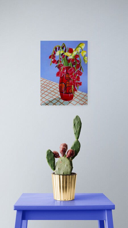 Vintage vase with gladiolus