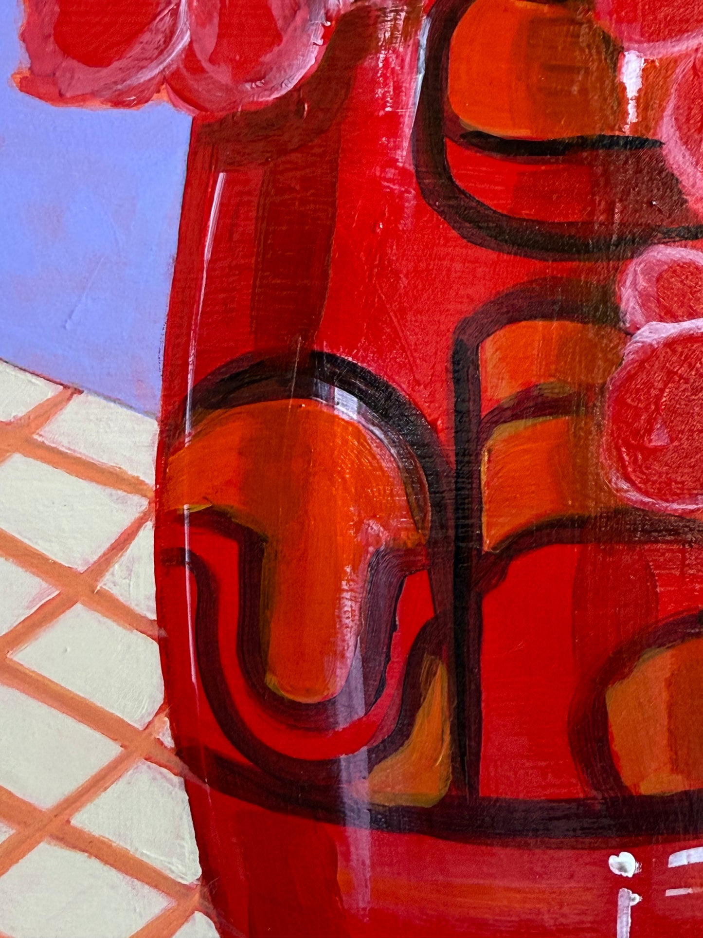 Vintage vase with gladiolus