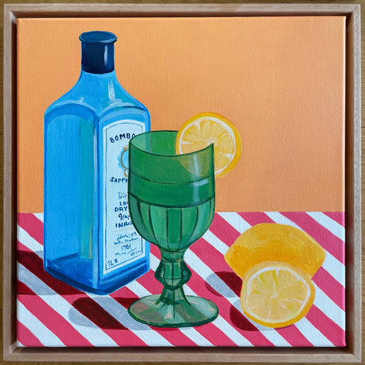 Green goblet with gin