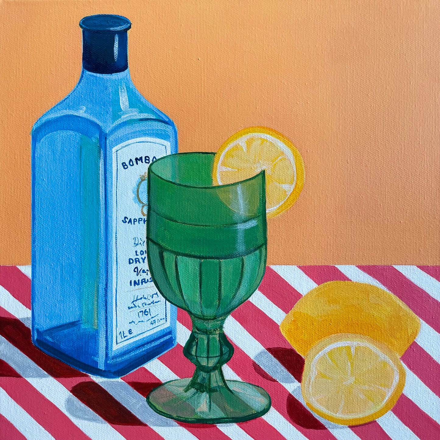 Green goblet with gin