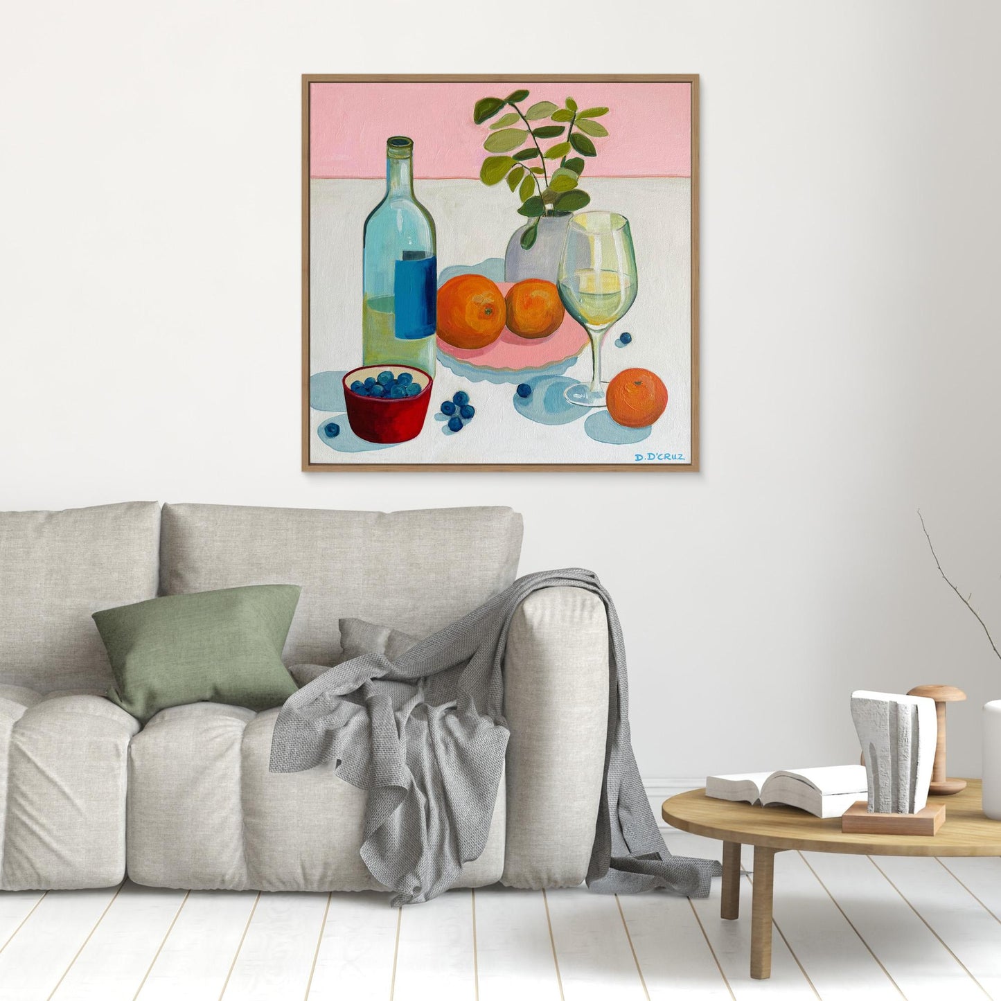 Citrus and wine with pastel hues print on canvas 