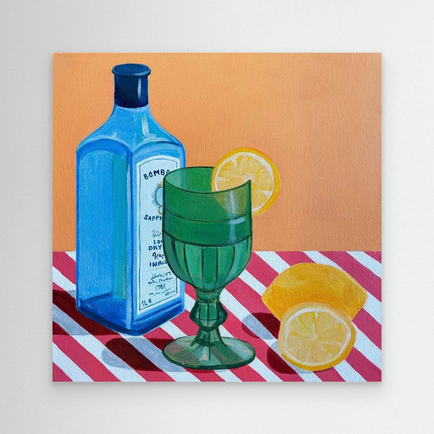 Green goblet with gin