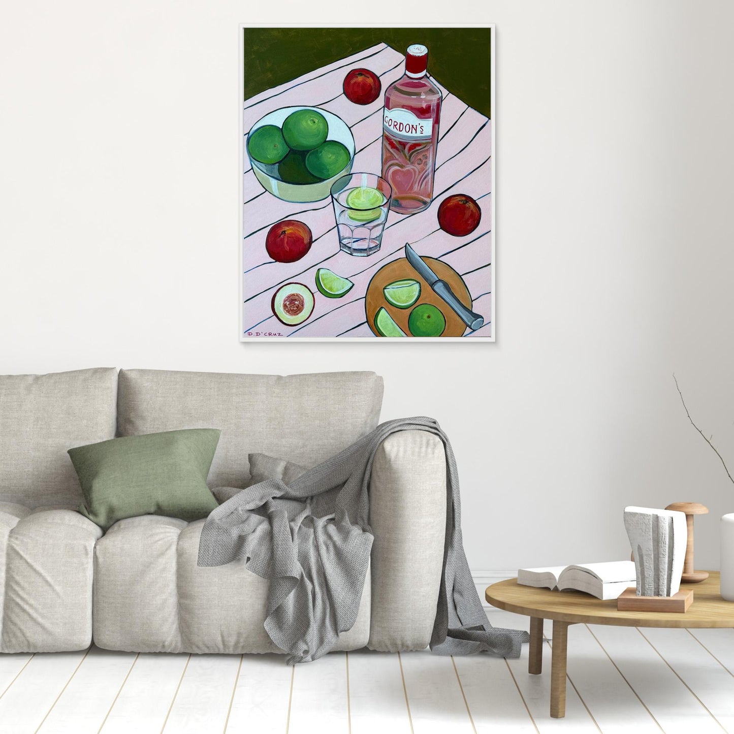 Summer fruit and pink gin print on canvas 