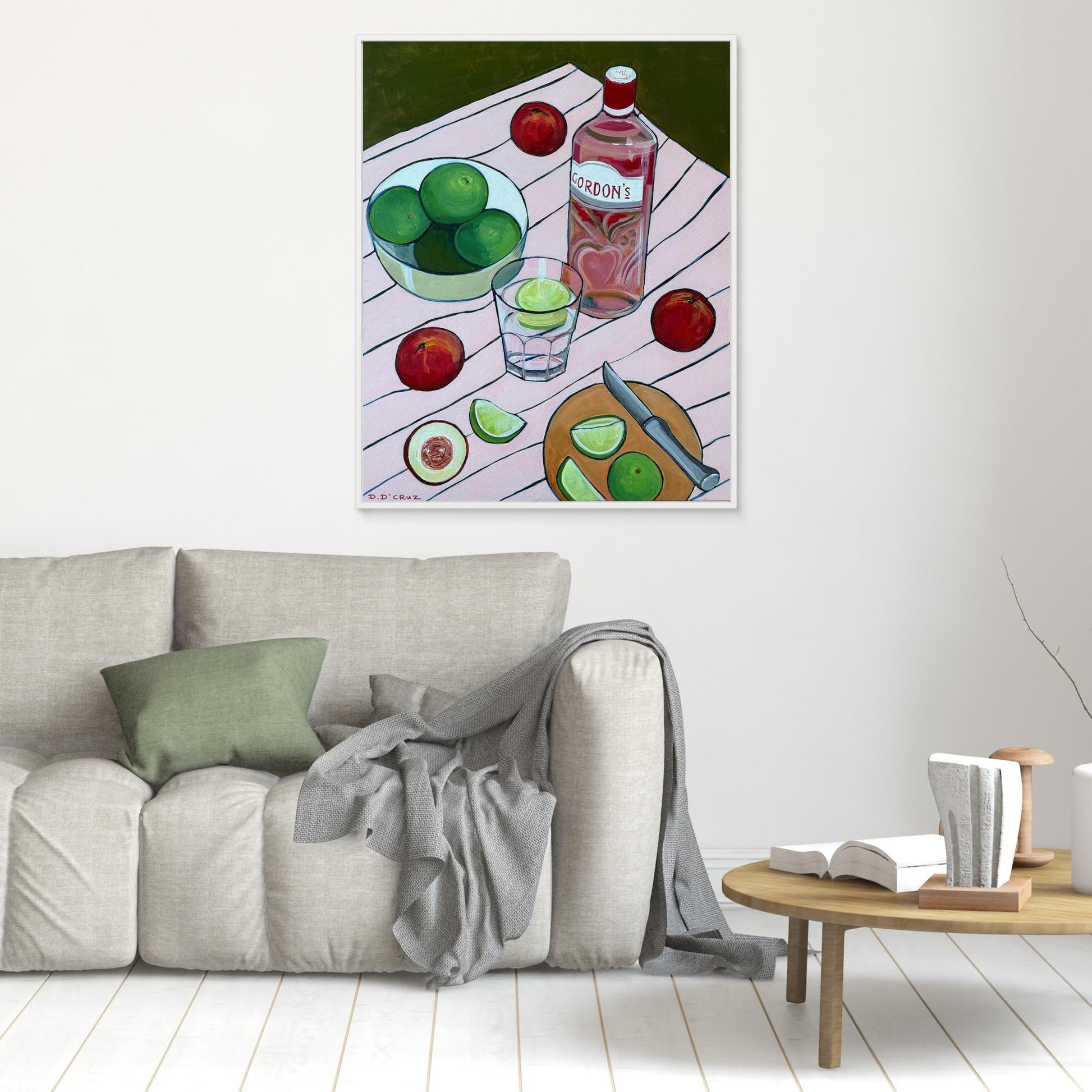 Summer fruit and pink gin print on canvas 