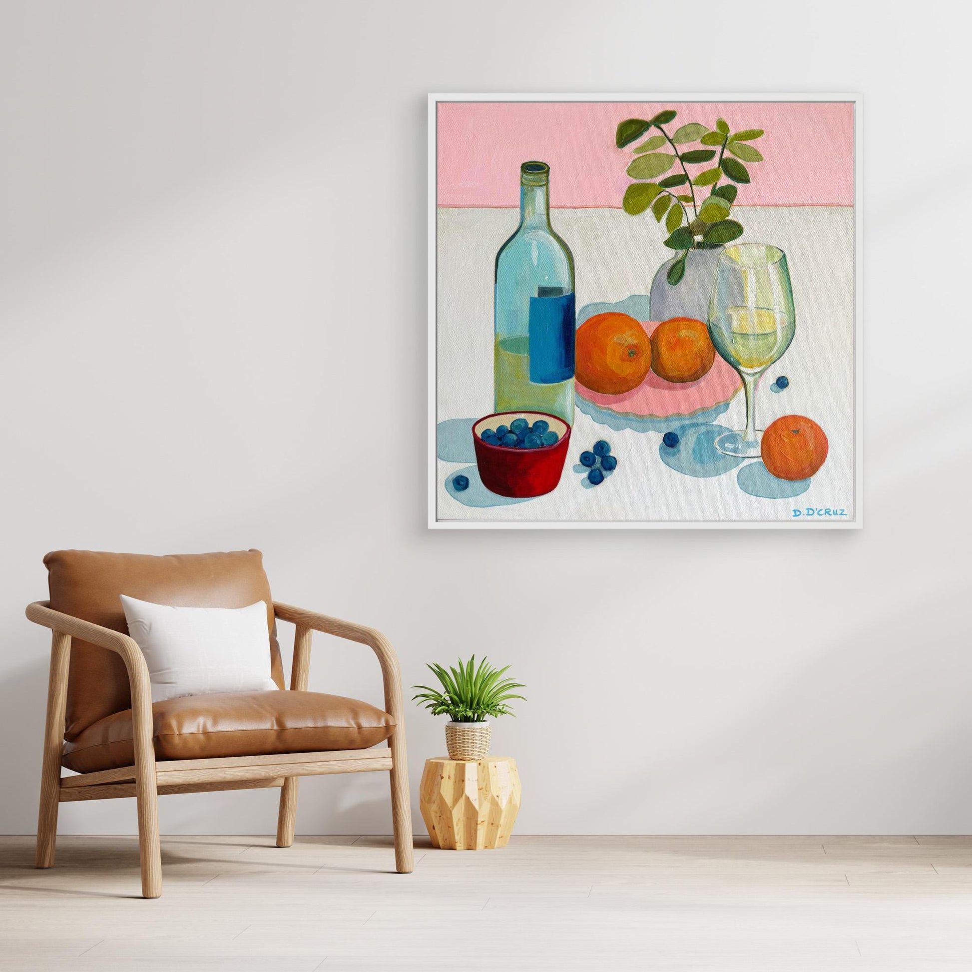 Citrus and wine with pastel hues print on canvas 