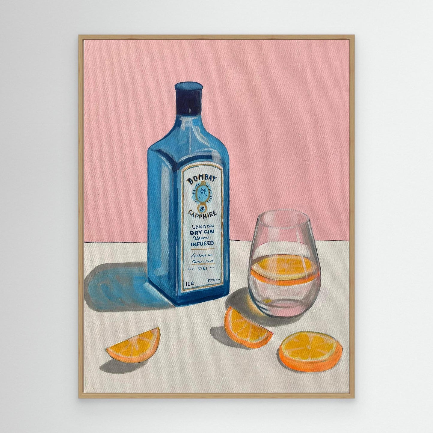 Orange and sapphire print on canvas