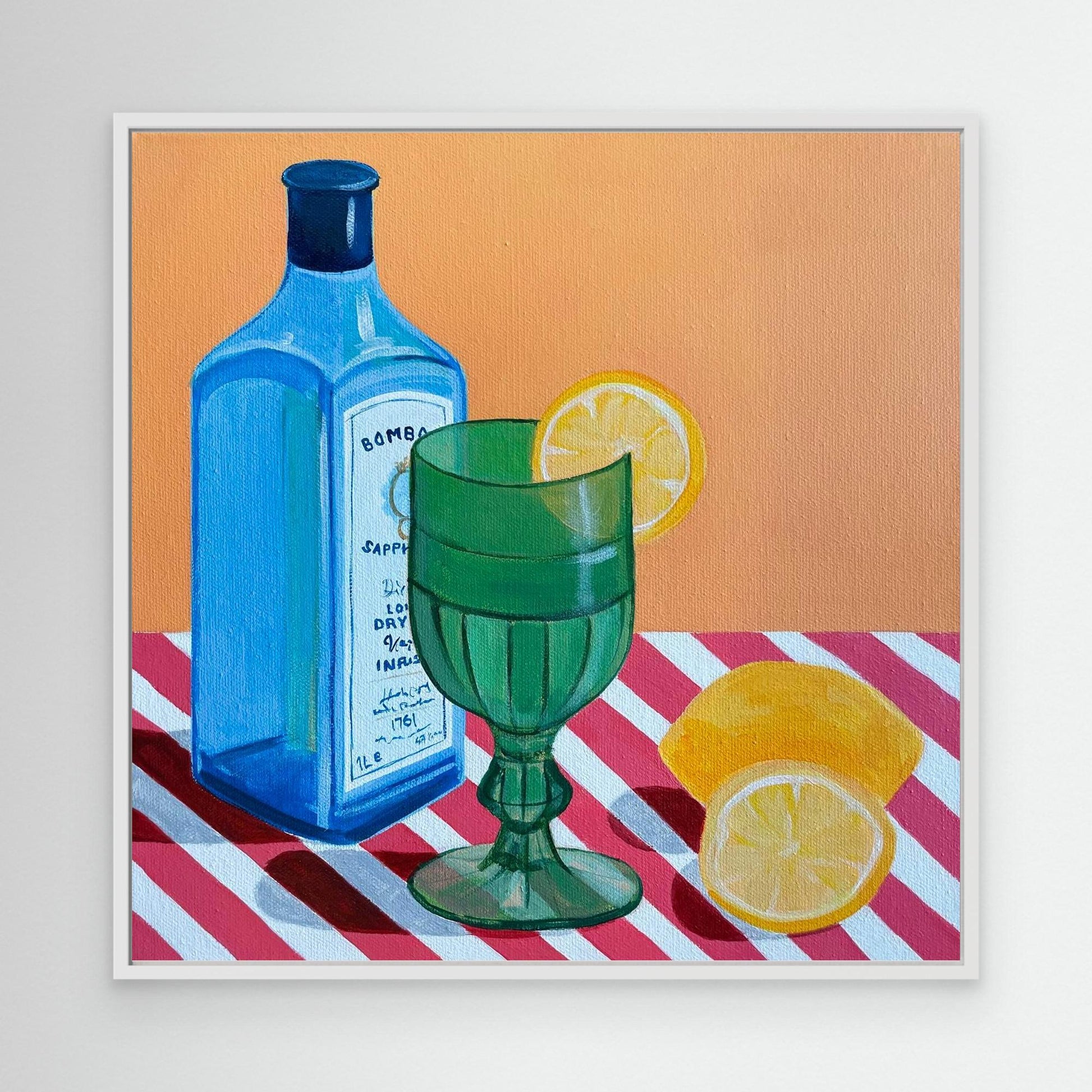 Green goblet with gin