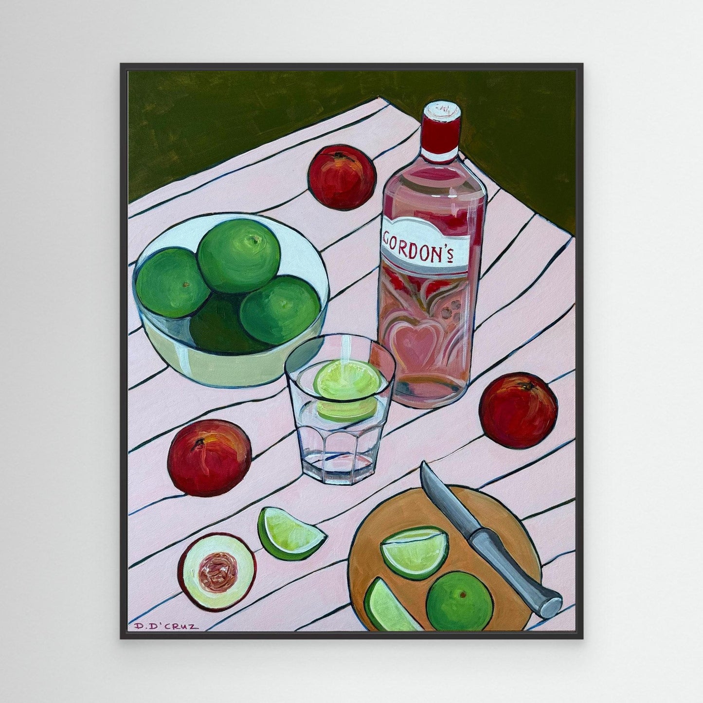 Summer fruit and pink gin print on canvas 