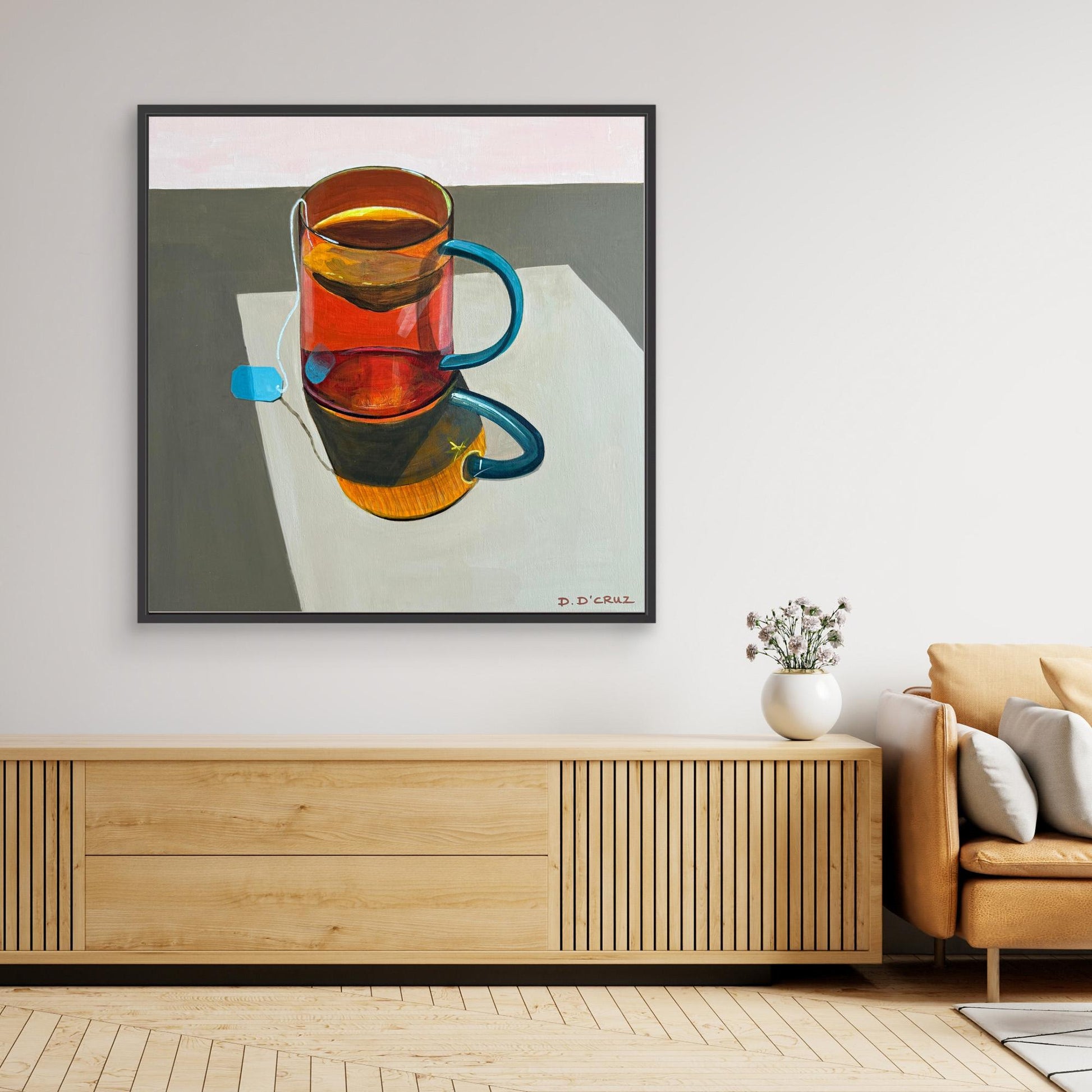 Peppermint tea in the morning sunshine print on canvas 