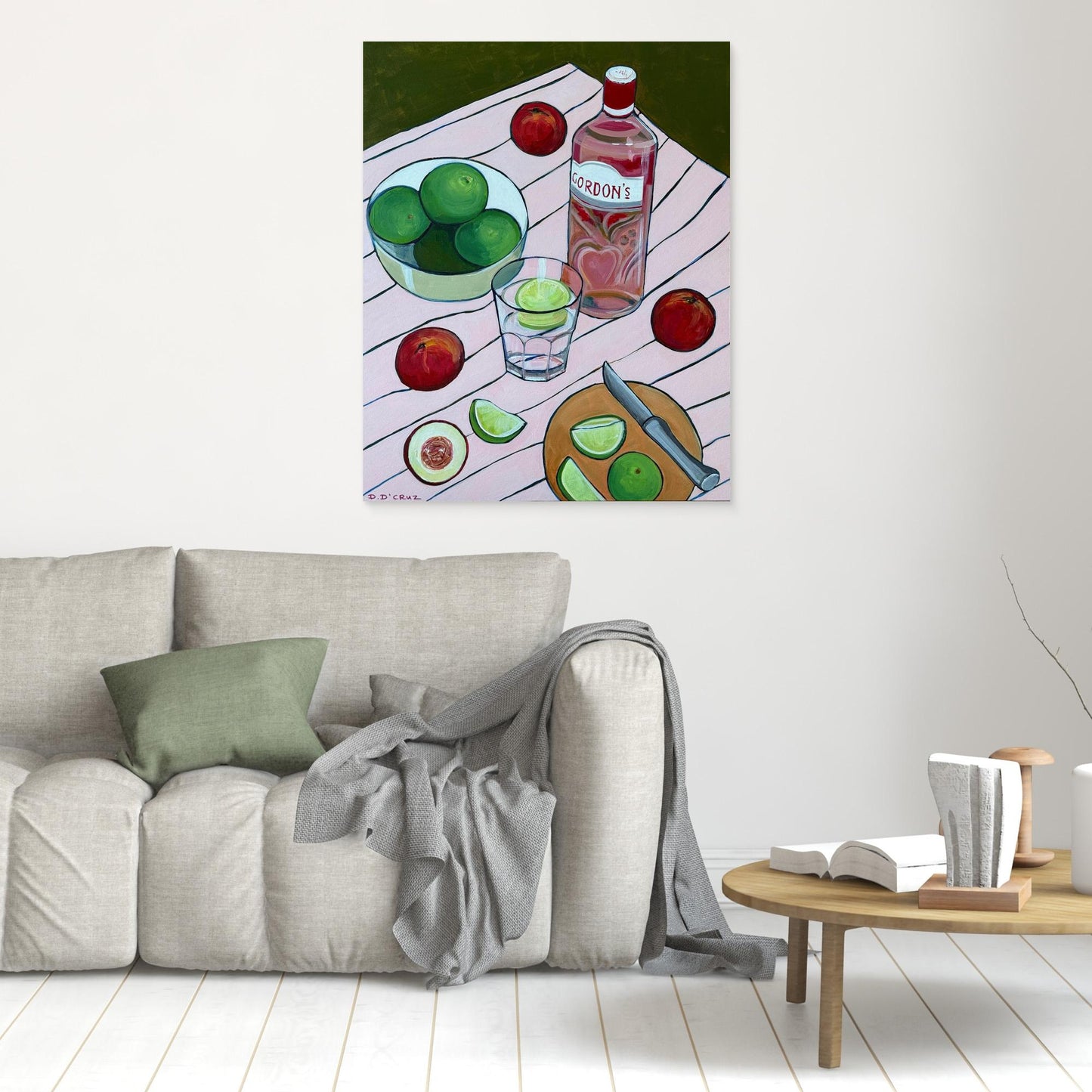 Summer fruit and pink gin print on canvas 