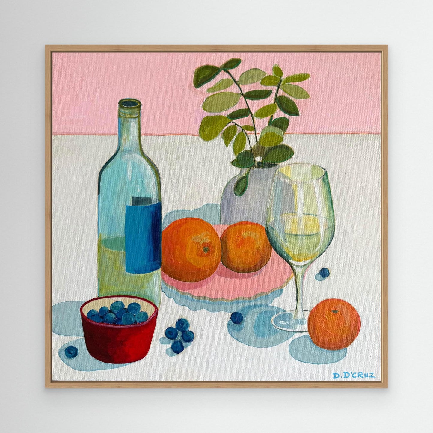 Citrus and wine with pastel hues print on canvas 