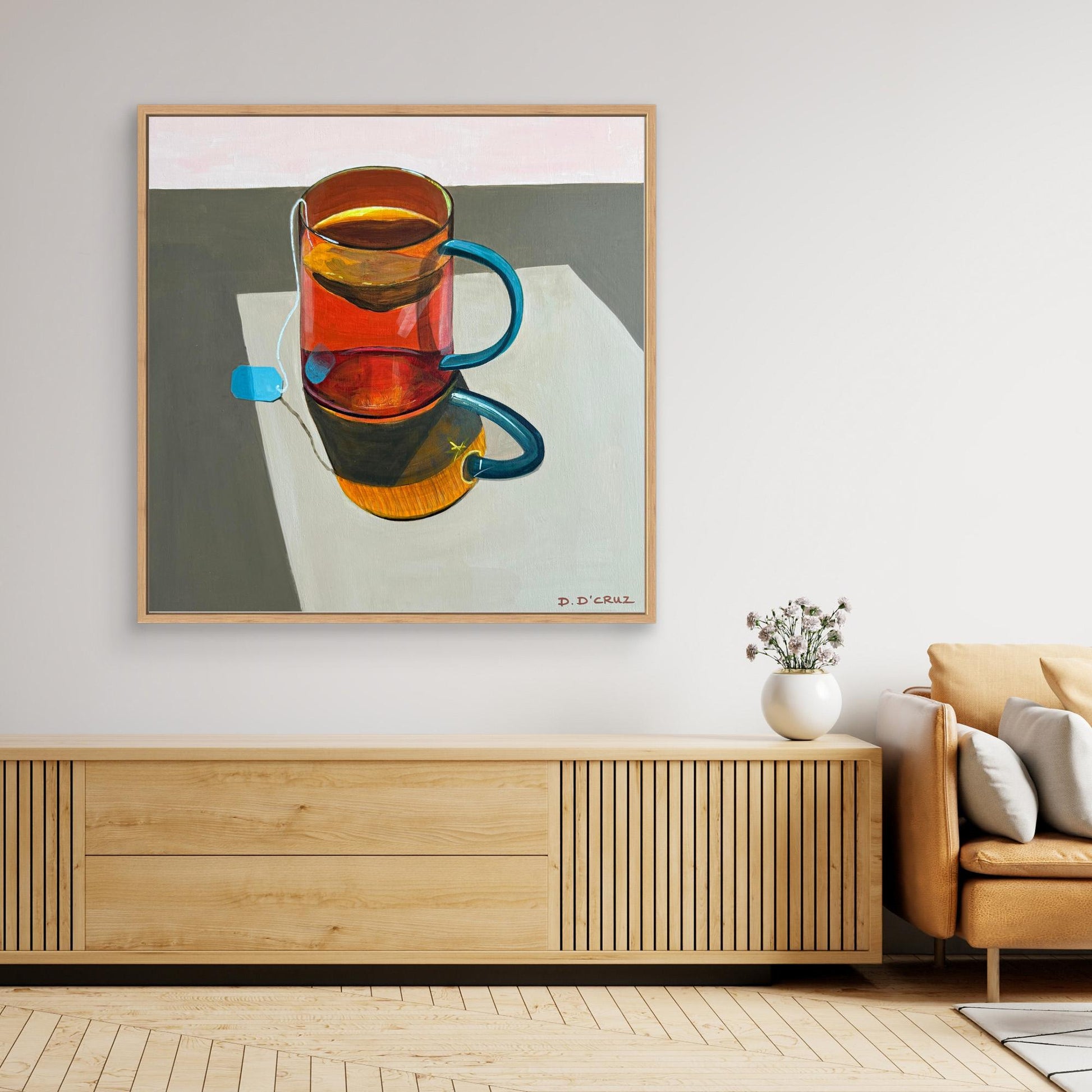 Peppermint tea in the morning sunshine print on canvas 