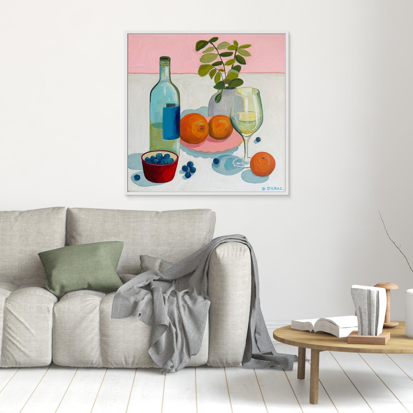 Citrus and wine with pastel hues print on canvas 