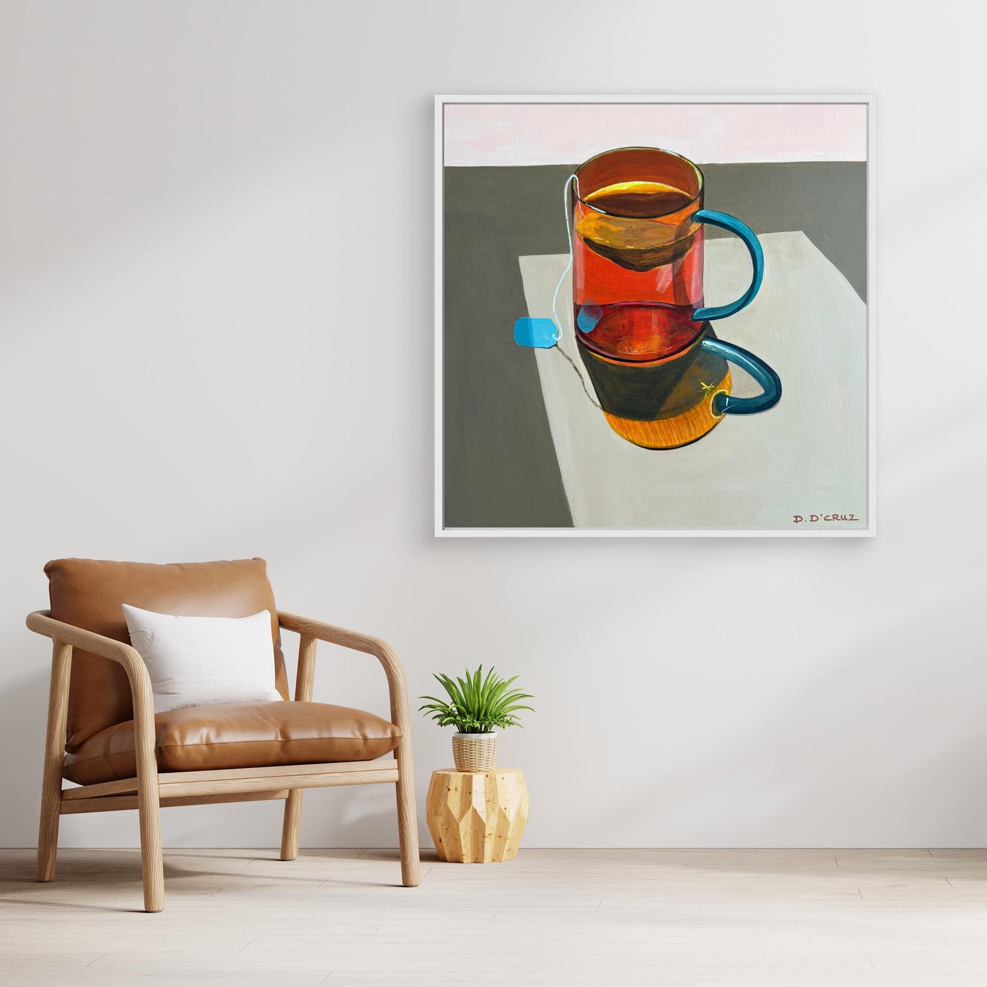 Peppermint tea in the morning sunshine print on canvas 