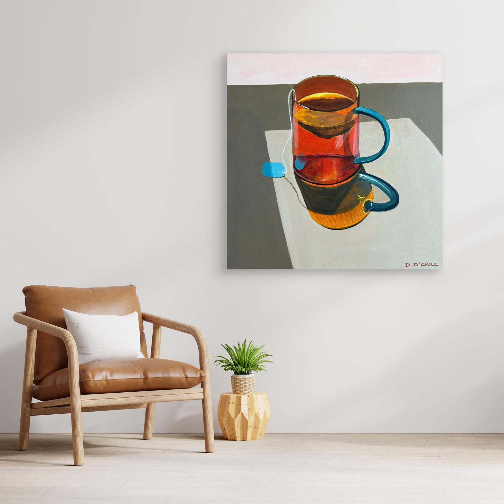 Peppermint tea in the morning sunshine print on canvas 